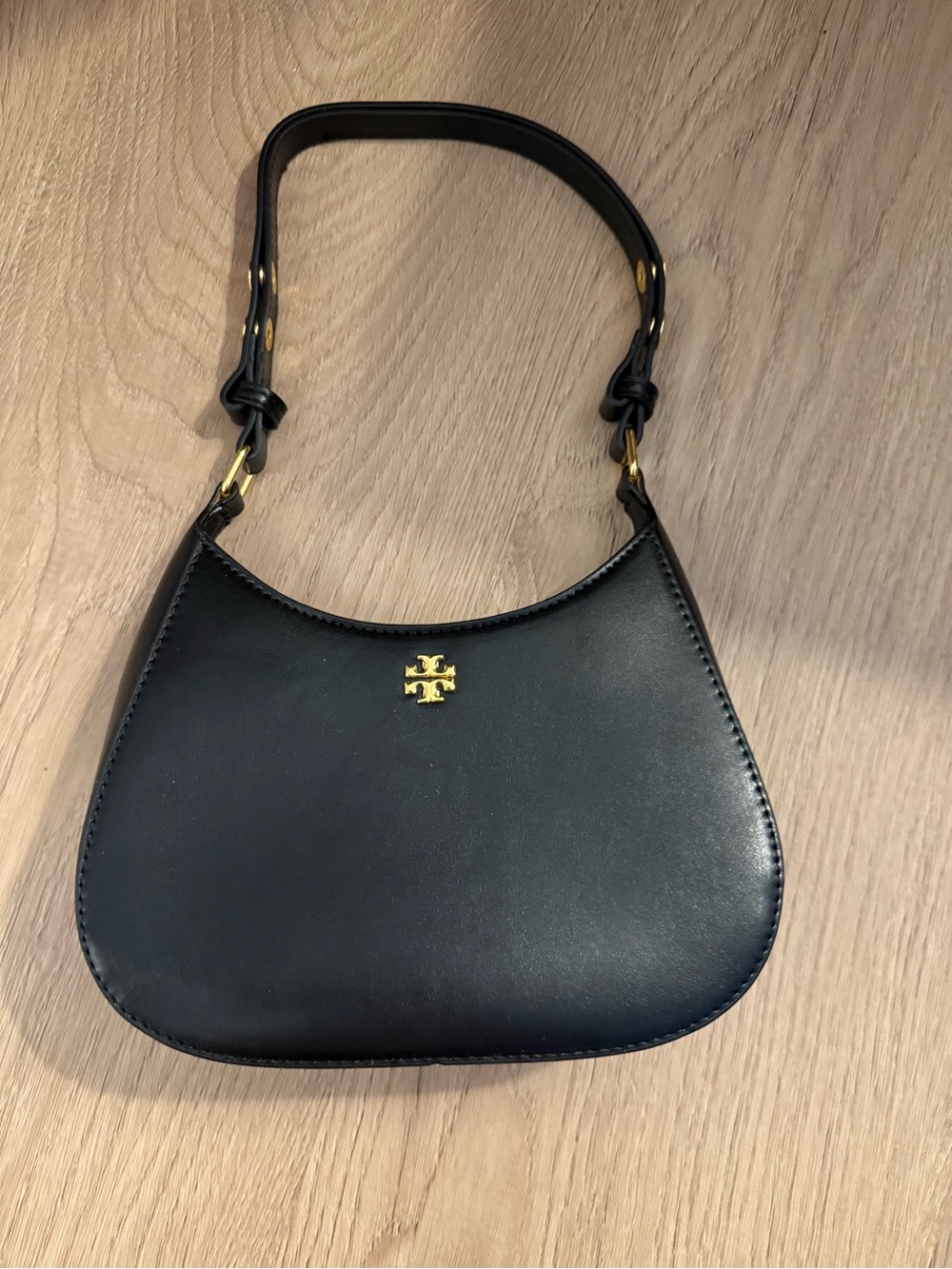 Tory Burch Black Leather Hobo Shoulder Bag
